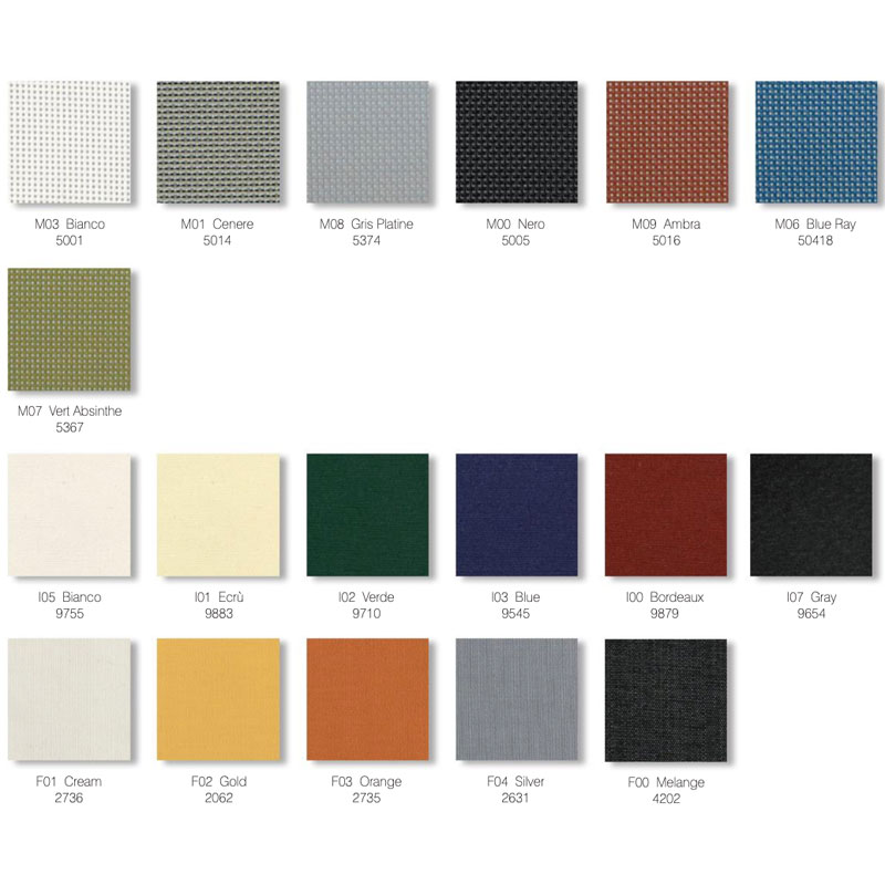 WALL Sonnenschirm von FIM – weitere Stofffarben - Hantermann - Der Hotelausstatter Stofffarben für den WALL Sonnenschirm von FIM in Weiß, Grau, Schwarz, Grün, Blau, Bordeaux, Gelb und Orange