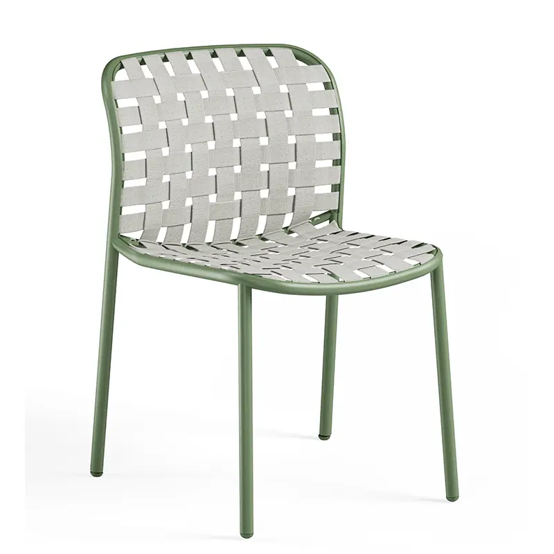 YARD 500 Outdoor-Stapelstuhl by EMU® – stilvolles Flechtdesign in Grün-Weiß - Hantermann - Der Hotelausstatter Yard 500 Stuhl von EMU, Outdoor-Stuhl mit elastischen Gurten und Aluminiumgestell für Terrasse und Garten