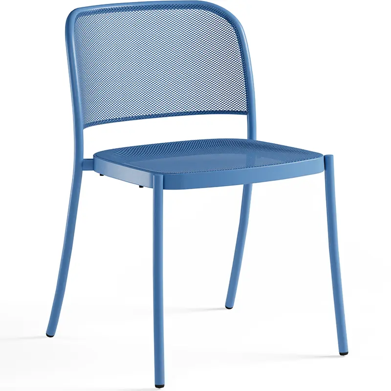 Emu Café 556 Stapelstuhl marineblau (16), Outdoorstuhl aus robustem gepulvertem Stahl, Mesh-Sitz für schnelles Trocknen – wetterbeständiges Design für Hotels, Restaurants und Balkone von italienischem Hersteller Emu.
