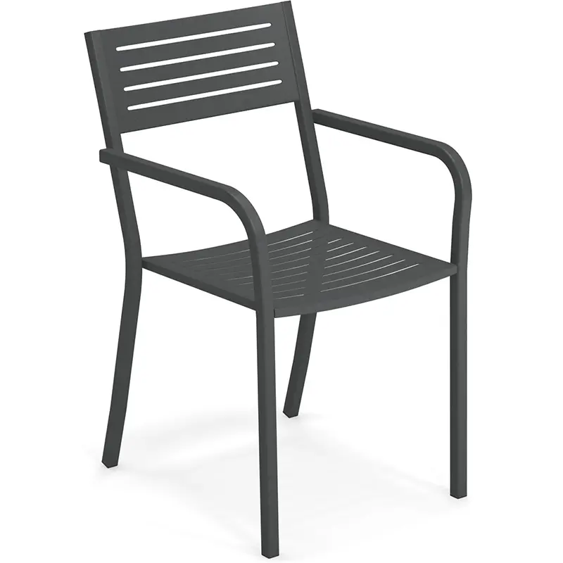 Outdoor-Stapelsessel EMU SEGNO 268 in Antikeisen (22) - Hantermann - Der Hotelausstatter Outdoor-Stapelsessel EMU SEGNO 268 in Antikeisen (22), Metallplatten-Sitz und -Rückenlehne, stapelbar, gezeigt ohne Polster als Basis für Stoffauswahl von Sitz- und Rückenkissen. Belastbar bis 200 kg statisches Gewicht. Ideal für Senioren und Terrassen im Bistro, Cafe, Restaurant und Hotel.