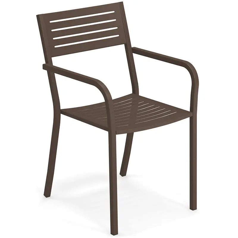 EMU SEGNO 268 in Indisch-Braun (41) - Hantermann - Der Hotelausstatter Outdoor-Stapelsessel EMU SEGNO 268 in Indisch-Braun (41), Metalllatten-Sitz und -Rückenlehne, stapelbar, gezeigt ohne Polster als Basis für Stoffauswahl von Sitz- und Rückenkissen. Belastbar bis 200 kg statisches Gewicht. Ideal für Senioren und Terrassen im Bistro, Cafe, Restaurant und Hotel.