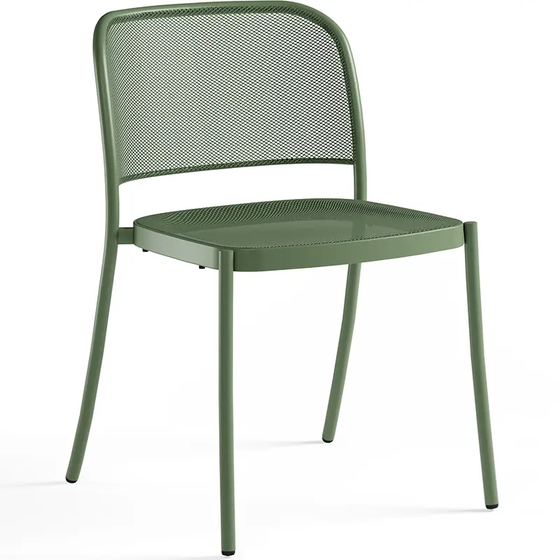 Emu Café 556 Stapelstuhl Militär-grün (17) - Hantermann - Der Hotelausstatter Emu Café 556 Stapelstuhl Militär-grün (17), Outdoorstuhl aus robustem gepulvertem Stahl, Mesh-Sitz für schnelles Trocknen – wetterbeständiges Design für Garten und Terrasse in Hotels und Restaurants.