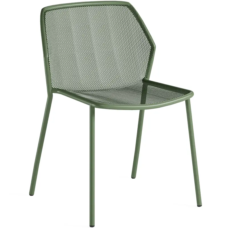 EMU Darwin 521 Stapelstuhl in Militär-Grün (17), Outdoor-Stuhl - Hantermann - Der Hotelausstatter EMU Darwin 521 Stapelstuhl in Militär-Grün (17), Outdoor-Stuhl aus Stahl mit Streckmetall-Sitz, stapelbar – ideal für Terrassen in Hotels, Restaurants, Cafés, Bistros und Gaststätten