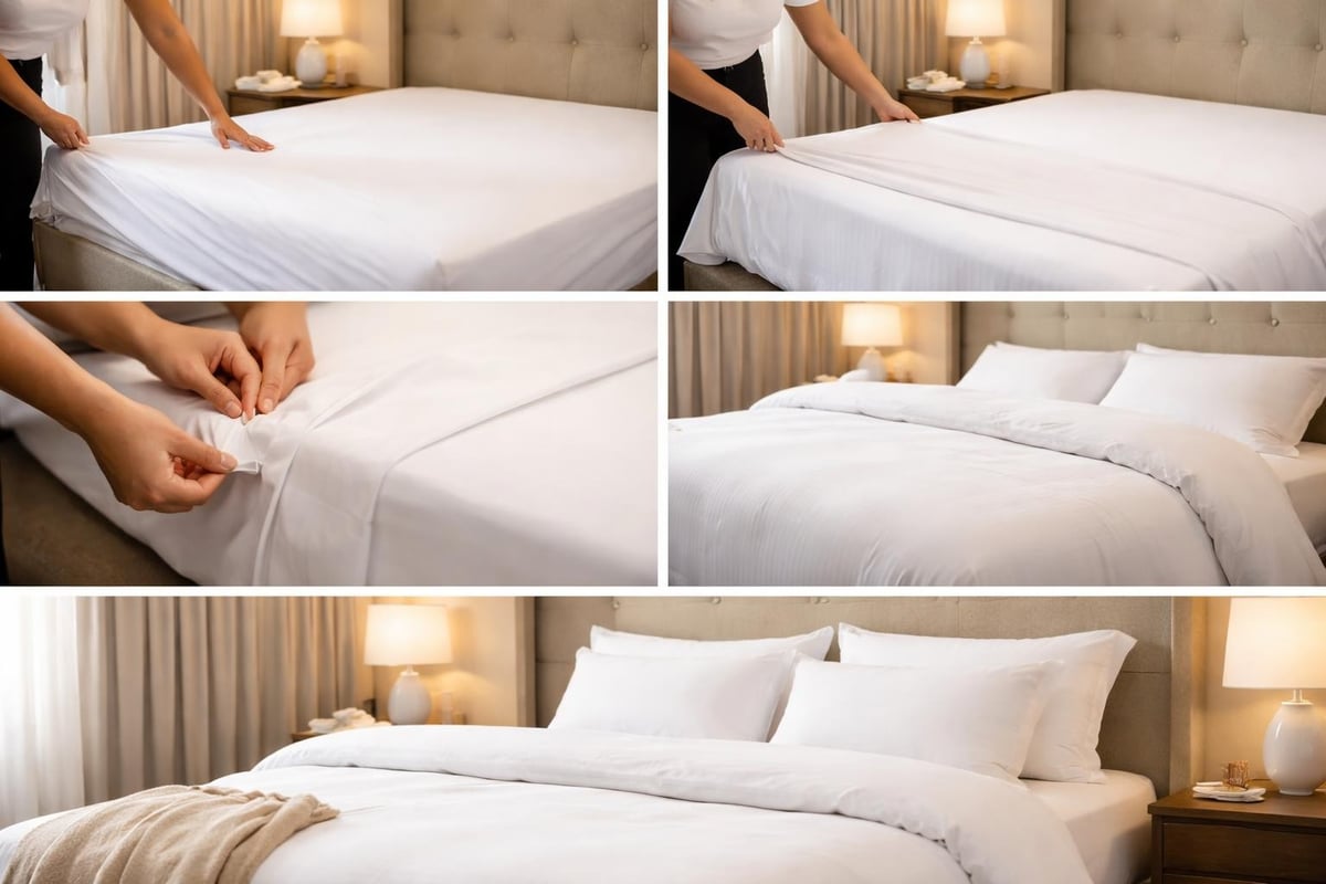 Hotelbett Machart Schritte