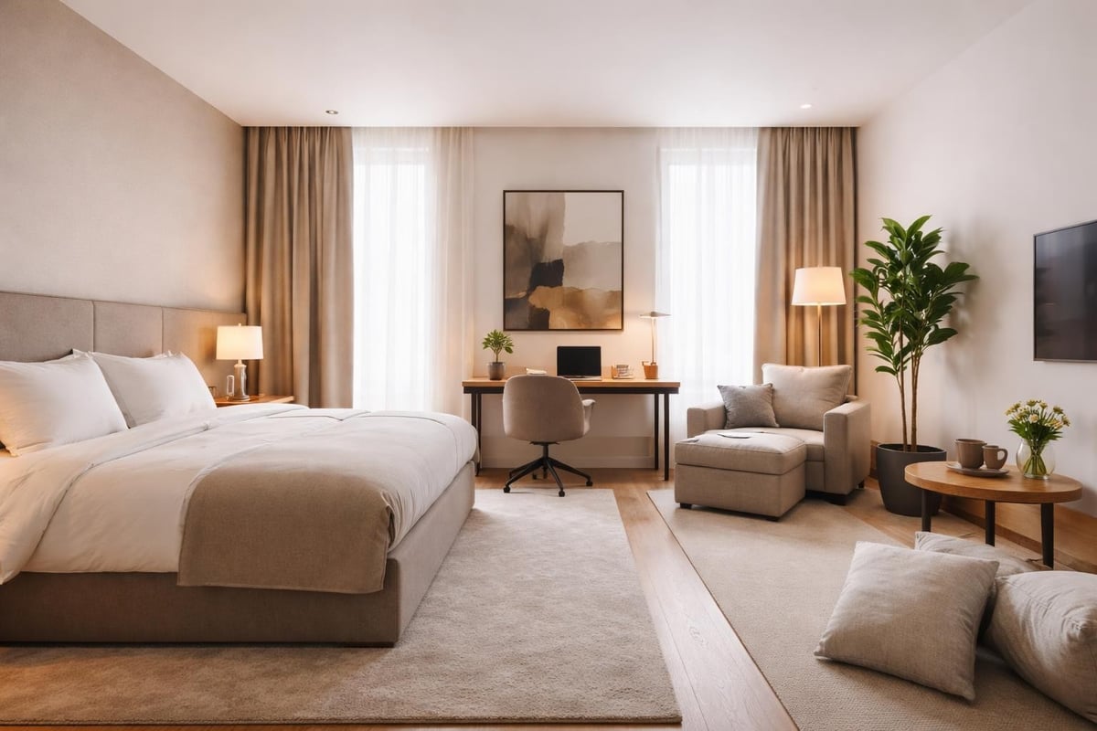 Hotelzimmermöbel und Arbeitsbereich