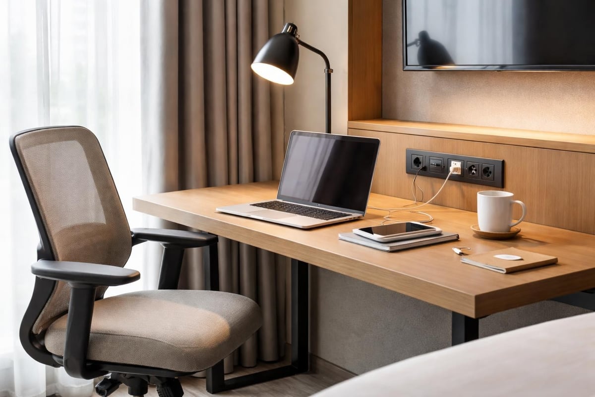 Gelungener Arbeitsplatz im Hotel