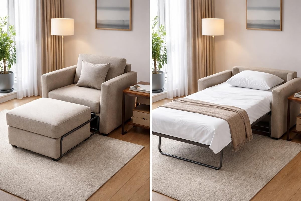 Raumsparende Verwandlung des Möbels