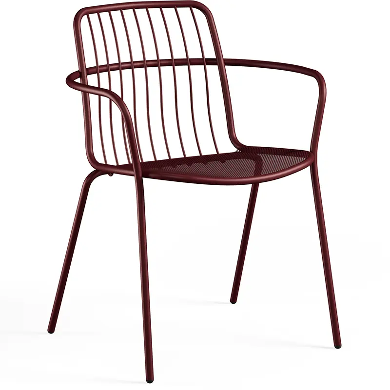 EMU Alisea 1407 Outdoor‑Armlehnstuhl aus pulverbeschichtetem, galvanisiertem Stahl mit ergonomischer Rückenlehne, wetterfest, stapelbar bis 8 Stühle