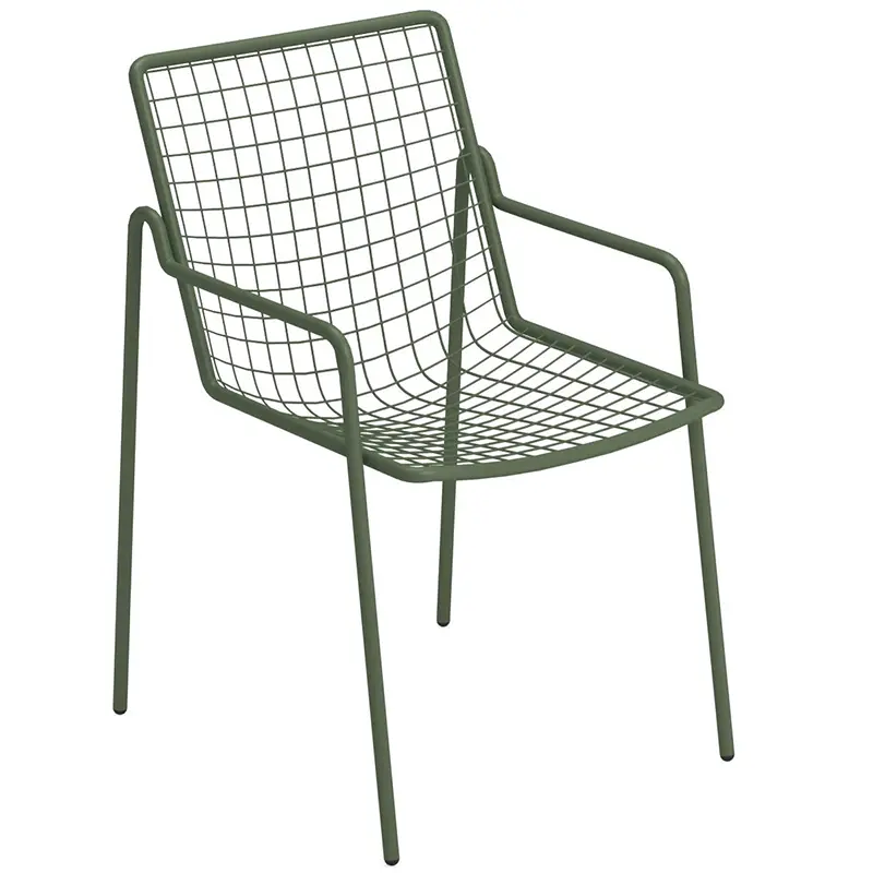 EMU Rio R50 791 Outdoor‑Armlehnstuhl mit Rundstahl‑Sitz und Rückenlehne, pulverbeschichtet, wetterfest, ergonomisch und stapelbar für Gastronomie