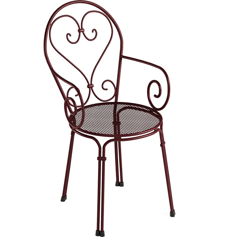 EMU Pigalle 910 Outdoor‑Armlehnstuhl aus pulverbeschichtetem, galvanisiertem Stahl mit dekorativer Lochstruktur, wetterfest, UV‑beständig und stapelbar