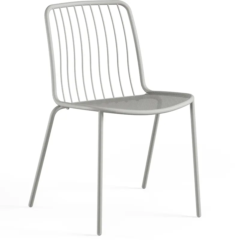 Alisea 1406 EMU® Outdoor-Stapelstuhl in Hellgrau – dezentes Design für die Terrasse - Hantermann - Der Hotelausstatter EMU Alisea 1406 Outdoor‑Stuhl aus pulverbeschichtetem, galvanisiertem Stahl mit ergonomischer Rückenlehne, wetterfest und stapelbar bis 8 Stühle
