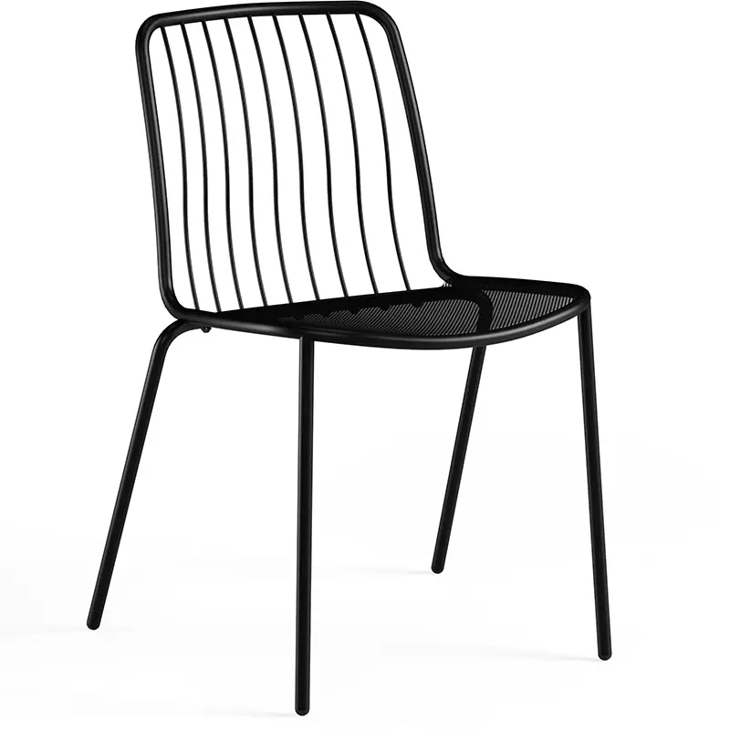 Alisea 1406 EMU® Outdoor-Stapelstuhl in Schwarz – markantes Design für moderne Außenbereiche - Hantermann - Der Hotelausstatter EMU Alisea 1406 Outdoor‑Stuhl aus pulverbeschichtetem, galvanisiertem Stahl mit ergonomischer Rückenlehne, wetterfest und stapelbar bis 8 Stühle