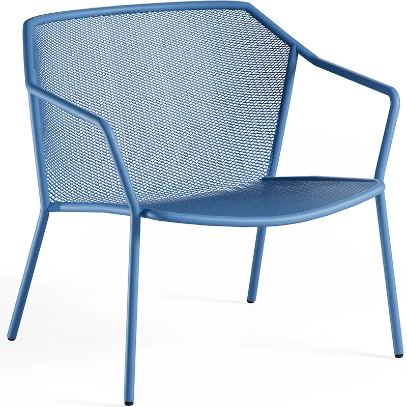 EMU Darwin in blau 524 – Outdoor‑Stahlstuhl - Hantermann - Der Hotelausstatter EMU Darwin 524 Outdoor‑Stahlstuhl mit fein gelochter Sitz‑ und Rückenfläche, pulverbeschichtet, wetterfest, stapelbar und ideal für Gastronomie