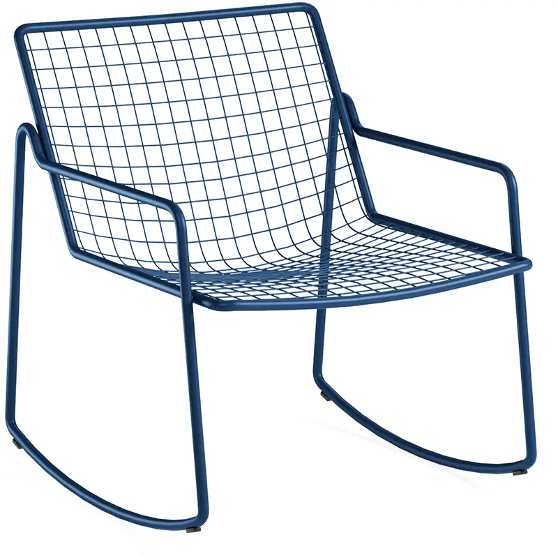 EMU Rio R50 795 in dunkelblau – moderner Outdoor‑Lounge‑Schaukelsessel - Hantermann - Der Hotelausstatter EMU Rio R50 795 Outdoor‑Lounge‑Schaukelsessel aus pulverbeschichtetem, galvanisiertem Stahl mit Rundstahl‑Sitz und Rückenlehne, wetterfest und ergonomisch