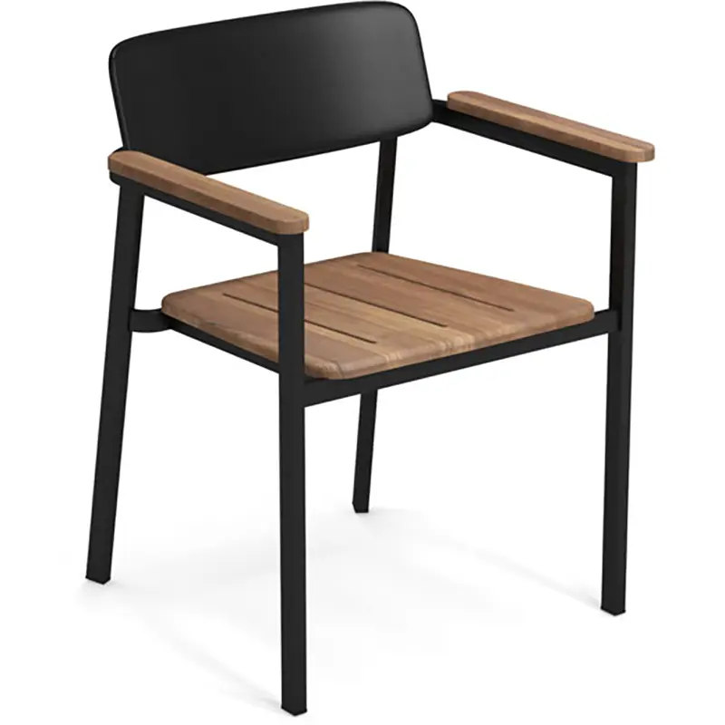 EMU Shine 248 einanthrazit – Outdoor‑Armlehnstuhl mit Teak‑Armlehnen und Teak‑Sitzfläche - Hantermann - Der Hotelausstatter EMU Shine 248 Outdoor‑Armlehnstuhl mit Teak‑Armlehnen und Teak‑Sitzfläche, Aluminiumrahmen, wetterfest, hochwertig und ideal für Terrassen