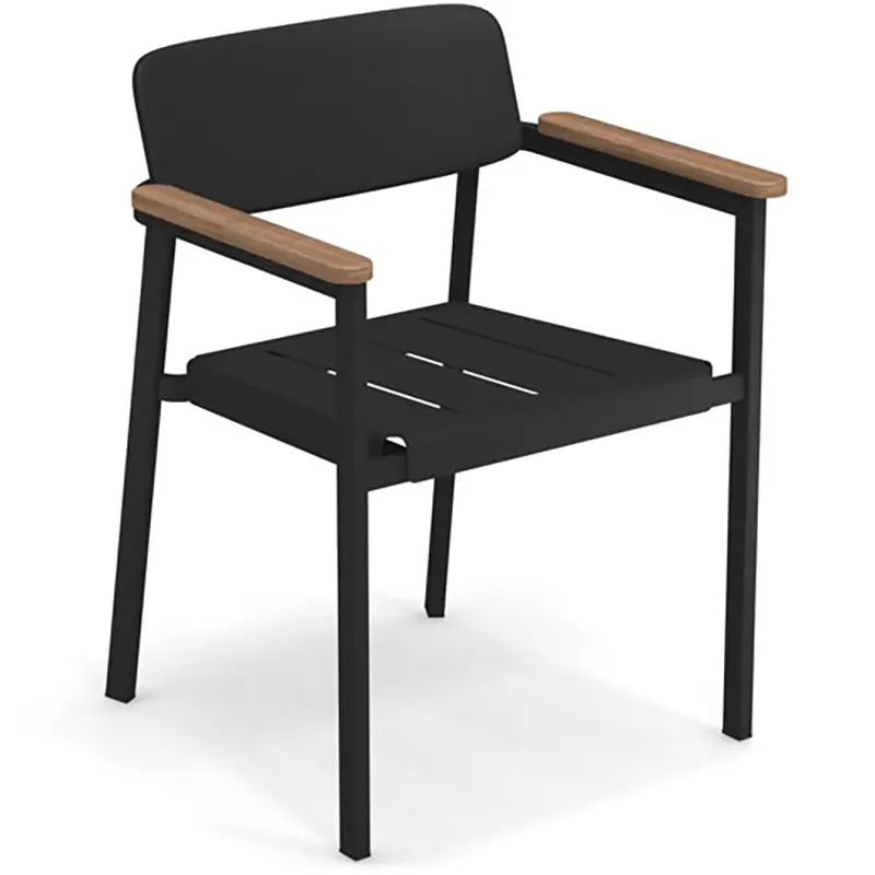 EMU Shine 248 – Outdoor‑Armlehnstuhl mit Teak‑Armlehnen - Hantermann - Der Hotelausstatter EMU Shine 248 Outdoor‑Armlehnstuhl aus pulverbeschichtetem Aluminium mit Teak‑Armlehnen, ergonomisch, wetterfest und ideal für Gastronomie