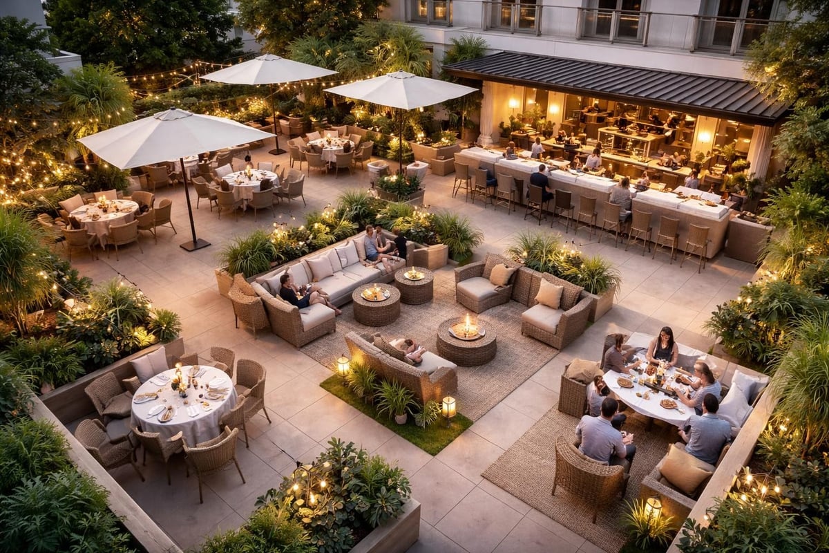 Außengastronomie im Hotel mit Outdoor Konzept