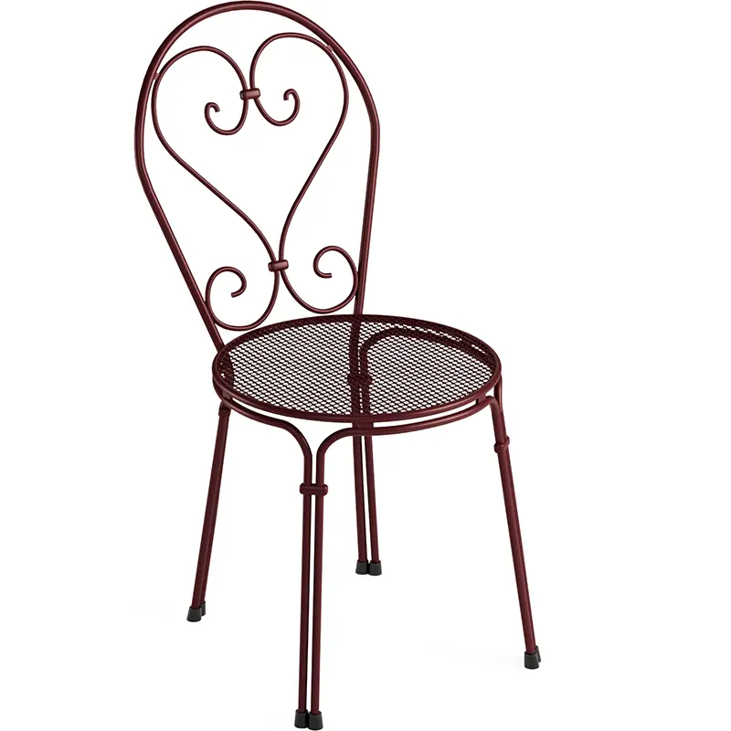 Pigalle 909 Outdoor-Stuhl by EMU® – stilvoller Klassiker in Bordeauxrot - Hantermann - Der Hotelausstatter EMU Pigalle 909 Outdoor‑Stahlstuhl mit dekorativer Lochstruktur, filigraner Linienführung, wetterfest, UV‑beständig und ideal für Gastronomie