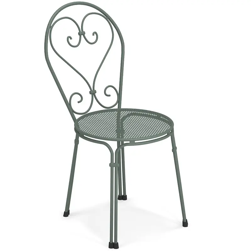 Pigalle 909 Outdoor-Stuhl by EMU® – zeitlose Eleganz in Grün - Hantermann - Der Hotelausstatter EMU Pigalle 909 Outdoor‑Stahlstuhl mit dekorativer Lochstruktur, filigraner Linienführung, wetterfest, UV‑beständig und ideal für Gastronomie