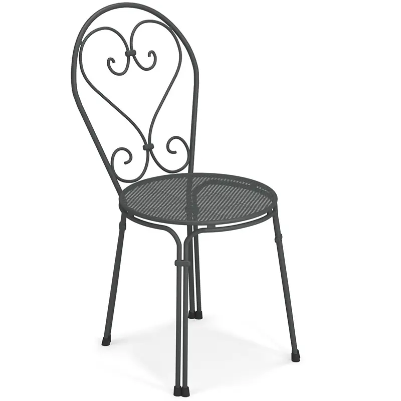 Pigalle 909 Outdoor-Stuhl by EMU® – zeitloses Design in Anthrazit - Hantermann - Der Hotelausstatter EMU Pigalle 909 Outdoor‑Stahlstuhl mit dekorativer Lochstruktur, filigraner Linienführung, wetterfest, UV‑beständig und ideal für Gastronomie