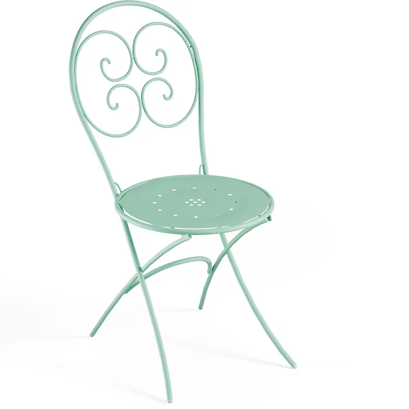 Pigalle 924 Outdoor-Klappstuhl EMU® in Mintgrün mit dekorativer Rückenlehne für Terrasse und Gastronomie