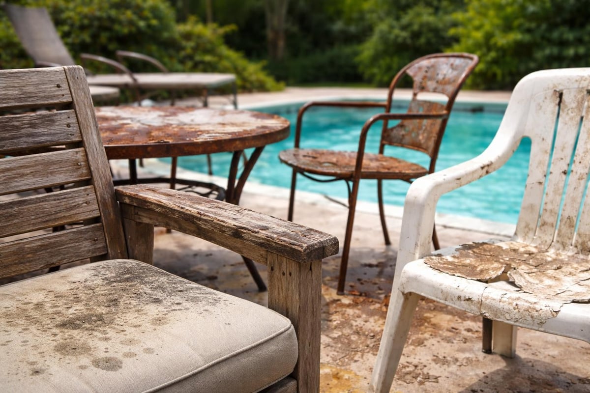 Materialbelastung bei Poolmöbeln