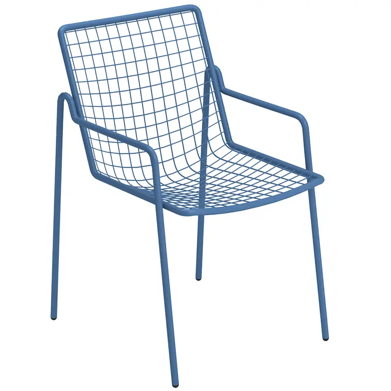 Rio R50 791 Outdoor-Armlehnstuhl by EMU® – modernes Design in Blau - Hantermann - Der Hotelausstatter EMU Rio R50 791 Outdoor‑Armlehnstuhl mit Rundstahl‑Sitz und Rückenlehne, pulverbeschichtet, wetterfest, ergonomisch und stapelbar für Gastronomie