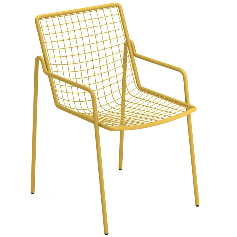 Rio R50 791 Outdoor-Armlehnstuhl by EMU® – sonniges Design in Gelb - Hantermann - Der Hotelausstatter EMU Rio R50 791 Outdoor‑Armlehnstuhl mit Rundstahl‑Sitz und Rückenlehne, pulverbeschichtet, wetterfest, ergonomisch und stapelbar für Gastronomie