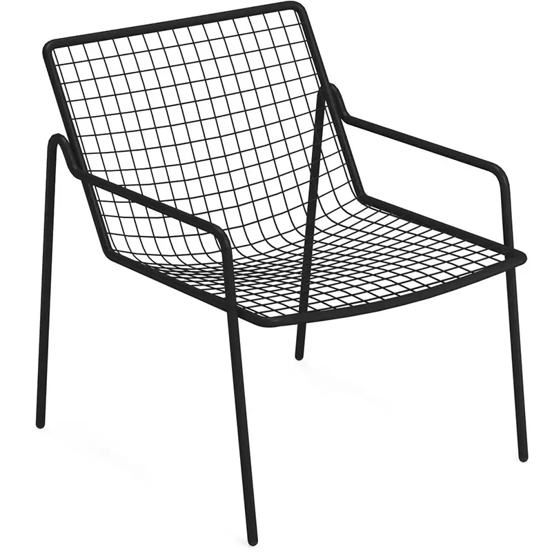 Rio R50 792 by EMU® – Outdoor-Loungestuhl in Schwarz - Hantermann - Der Hotelausstatter EMU Rio R50 792 Outdoor‑Loungechair aus pulverbeschichtetem, galvanisiertem Stahl mit Rundstahl‑Sitz und Rückenlehne, wetterfest, ergonomisch und stapelbar