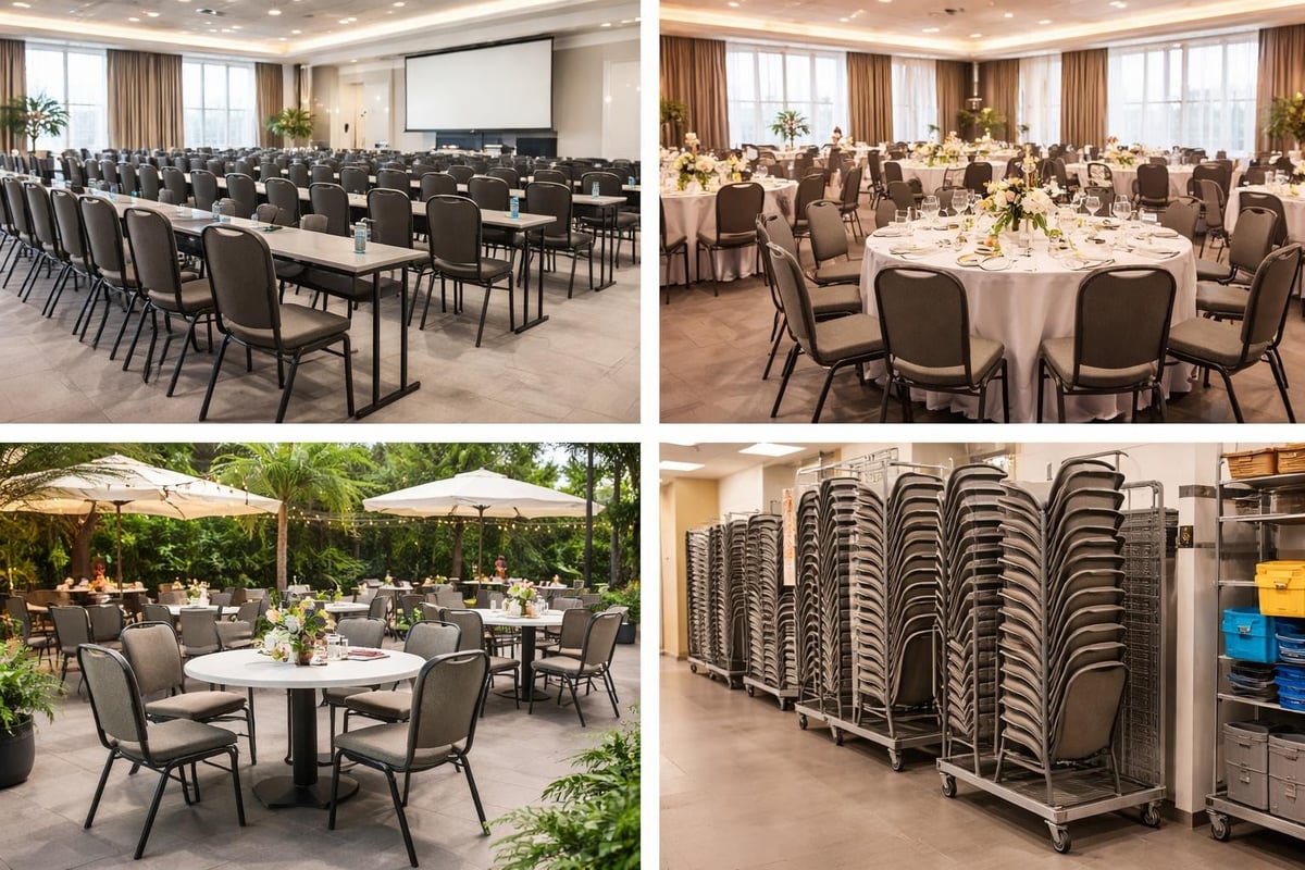 Stapelstühle im Hoteleinsatz