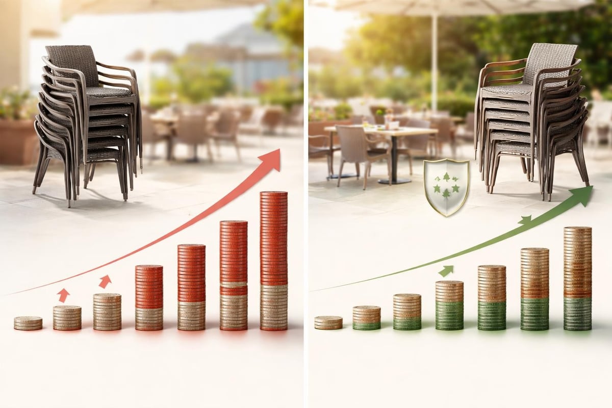 Lebenszyklus-Kostenvergleich Terrassenstühle