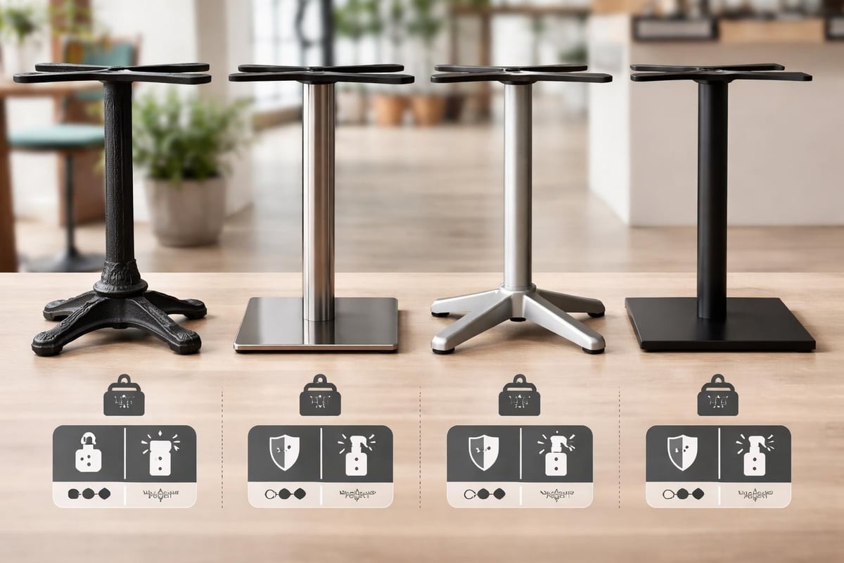 Vergleich verschiedener Tischgestell-Materialien