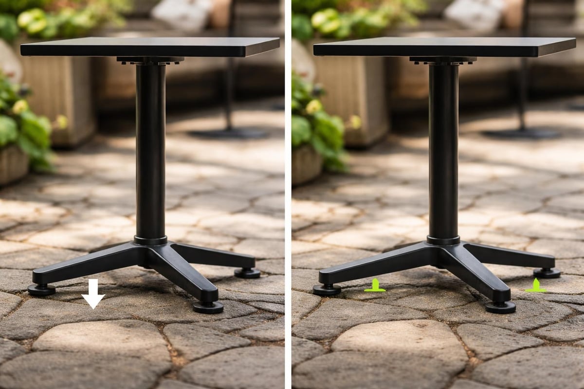 Selbstnivellierende Tischgestelle Funktionsweise