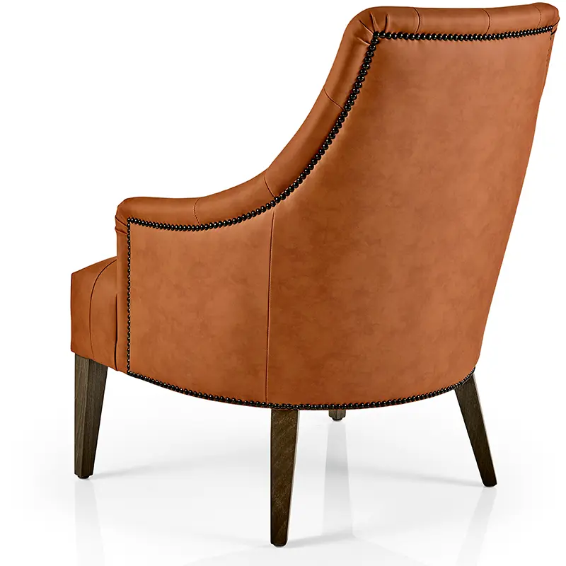 HANNA Armlehnstuhl TX05 – orangener Leder-Metall-Armlehnstuhl für stilvolle Hotels & Restaurants - Hantermann - Der Hotelausstatter HANNA Armlehnstuhl TX05, orangener Leder-Metall-Armlehnstuhl für Hotel und Restaurant