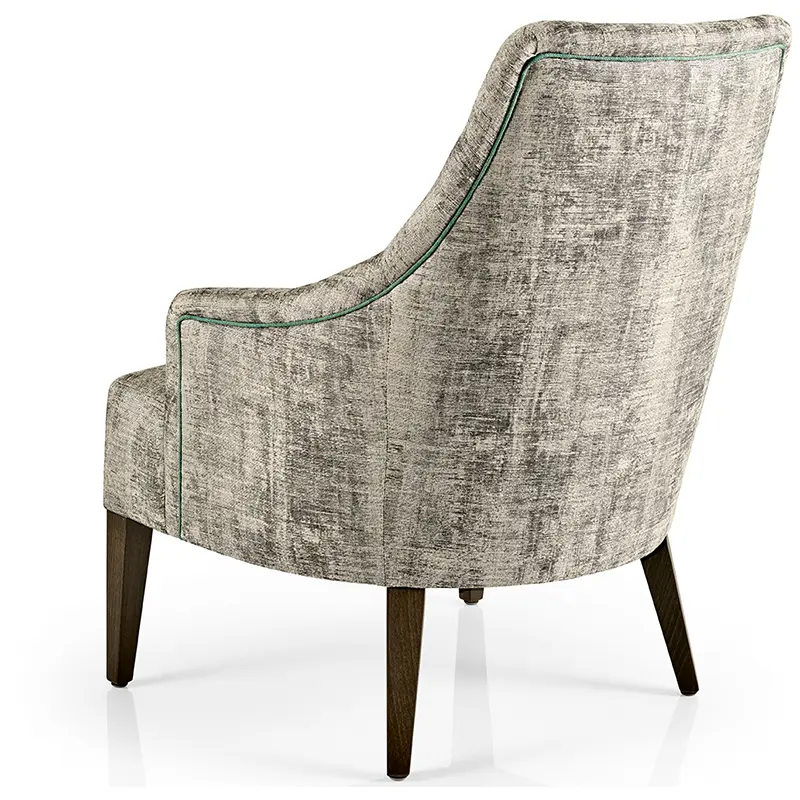 Hanna Sessel/Lounge von JMS – eleganter Loungesessel mit grüner Ziernaht und hoher Rückenlehne - Hantermann - Der Hotelausstatter Hanna Sessel/Lounge von JMS mit hoher Rückenlehne, Holzbeinen und grüner Ziernaht für Hotel, Lounge und Gastronomie