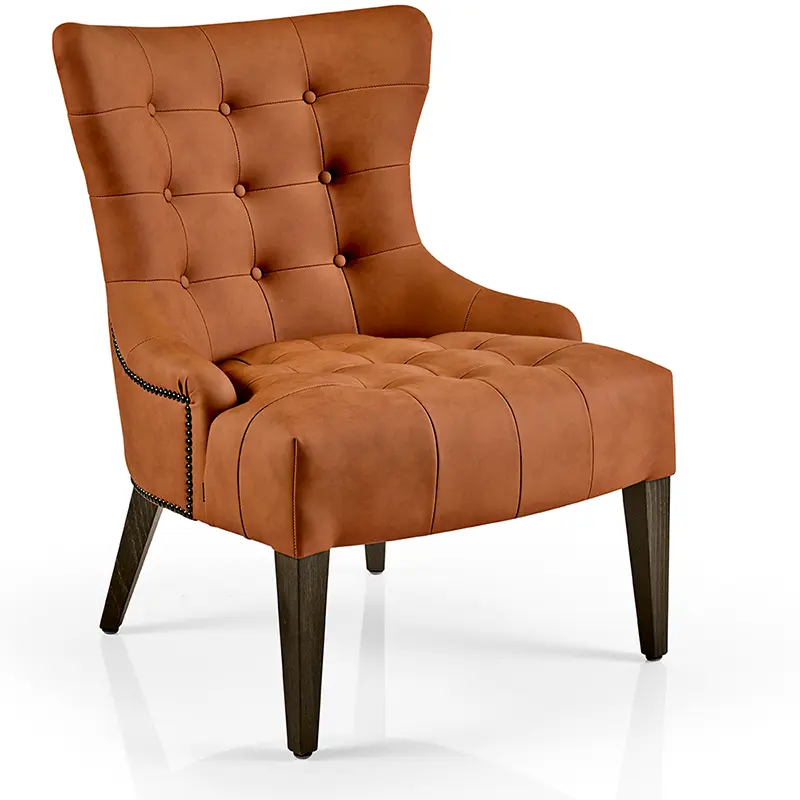 Hanna Sessel/Lounge von JMS – komfortabler Loungesessel mit grüner Knopfheftung und eleganter Polsterung - Hantermann - Der Hotelausstatter Hanna Sessel/Lounge von JMS mit grüner Knopfheftung, strukturiertem Bezug und Holzbeinen für Hotel und Gastronomie