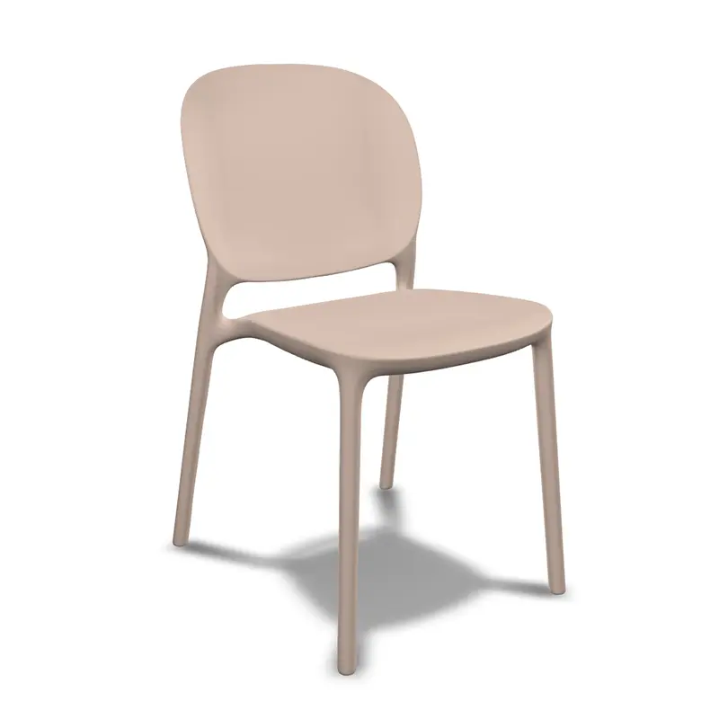HUG Outdoor-Stapelstuhl by SCAB – sanfte Eleganz in Beige - Hantermann - Der Hotelausstatter HUG Stuhl von SCAB aus recyceltem Technopolymer mit umarmender Rückenlehne für Innen- und Außenbereiche