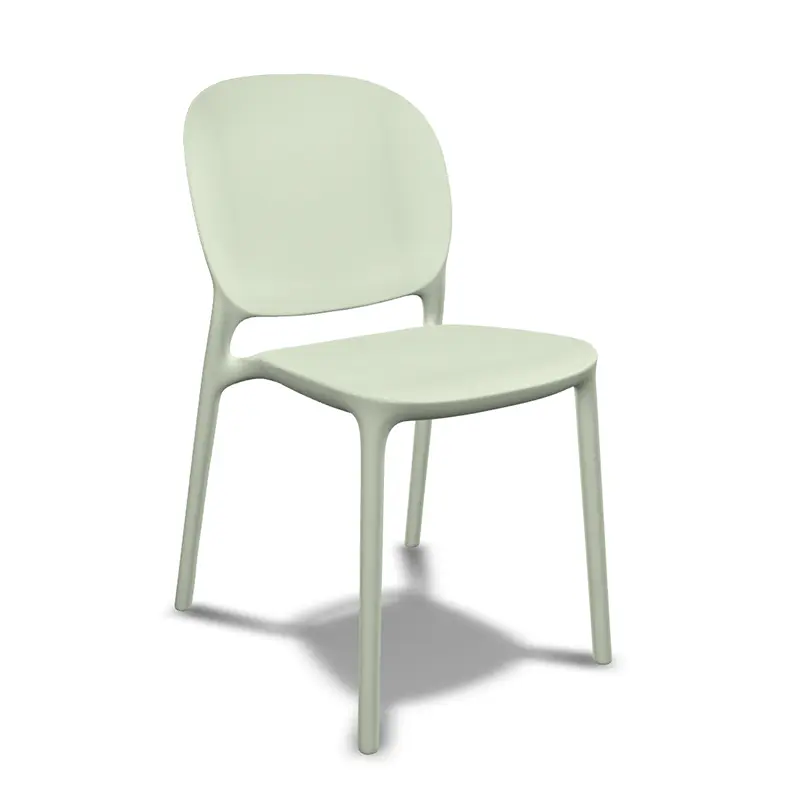 Moderner Outdoor-Stapelstuhl – dezentes Design in Hellgrün - Hantermann - Der Hotelausstatter Outdoor-Stapelstuhl in Hellgrün mit abgerundeter Rückenlehne und moderner Sitzfläche für Terrasse und Gastronomie