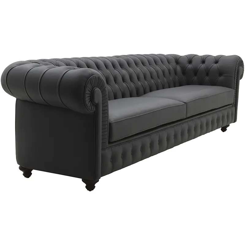 Chesterfield Sofa Tevere 5‑Sitzer in Anthrazit für luxuriöse Hotellobby und Lounge