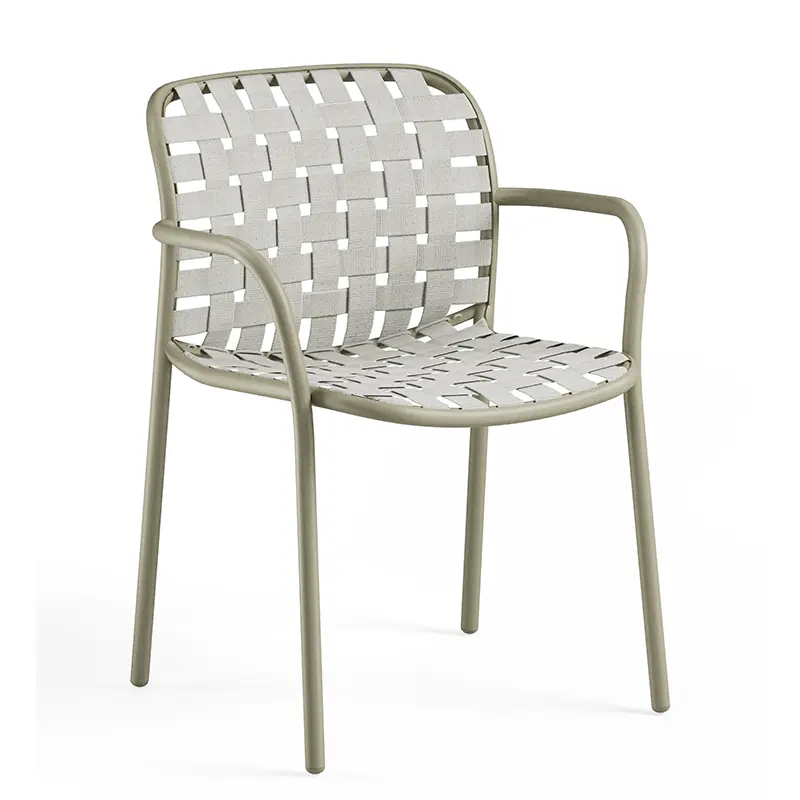 YARD 501 Outdoor-Armlehnstuhl by EMU® – stilvolles Flechtdesign in Beige-Weiß - Hantermann - Der Hotelausstatter YARD 501 Outdoor-Armlehnstuhl by EMU® in Beige-Weiß mit Geflecht für Terrasse, Hotel und Gastronomie