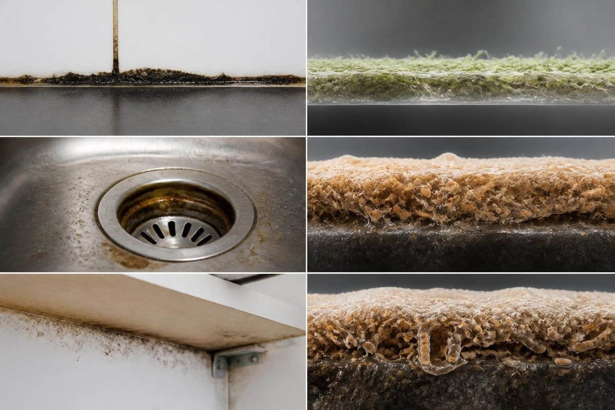 Thema Küchenhygiene - Biofilm-Entwicklung in Küchenfugen