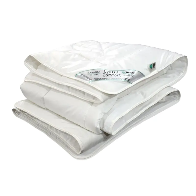 Lyofil Comfort Sommer Bettdecke mit TENCEL™ – leichte nachhaltige Steppdecke für warme Nächte - Hantermann - Der Hotelausstatter Zusammengelegte Lyofil Comfort Sommer Bettdecke mit TENCEL™ für leichte und nachhaltige Schlafqualität