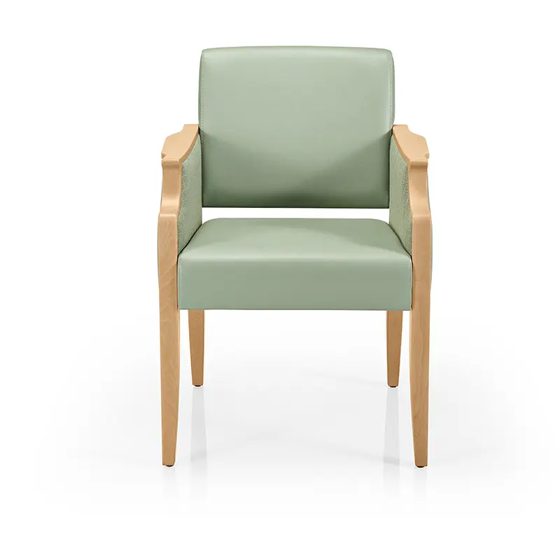 Janelle Sessel/Lounge by JMS – frontale Ansicht Hochlehnsessel mit Armlehnen für Lobby & Aufenthaltsbereiche - Hantermann - Der Hotelausstatter Janelle Sessel/Lounge by JMS mit gepolsterter Sitzfläche, Rückenlehne und Armlehnen auf Holzgestell