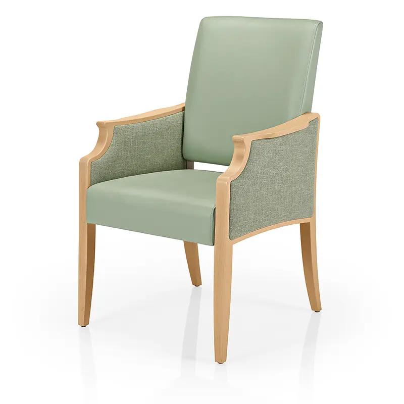 Janelle Sessel/Lounge by JMS mit hoher Rückenlehne, seitlichen Stoffpaneelen und hellem Holzgestell