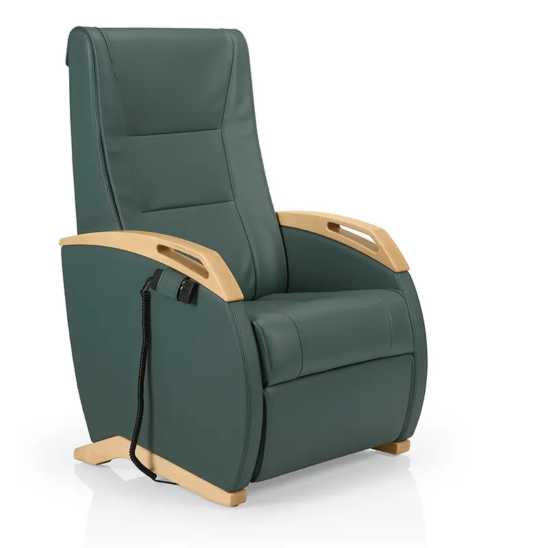 Kangaroo Pflegesessel SG1075 RL/EL by JMS in zurückgelehnter Relaxposition mit ausgefahrenem Fußteil