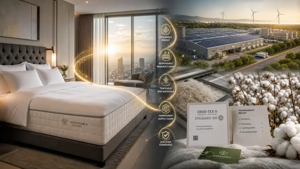 Nachhaltige Hotelmatratze, ökologische Produktion mit Öko-Tex, transparenter Lieferkette