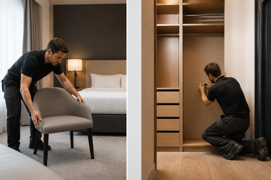 Bewegliche Wirtschaftsgüter im Hotel: Sessel und Einbauschrank als bewegliches und unbewegliches Wirtschaftsgut