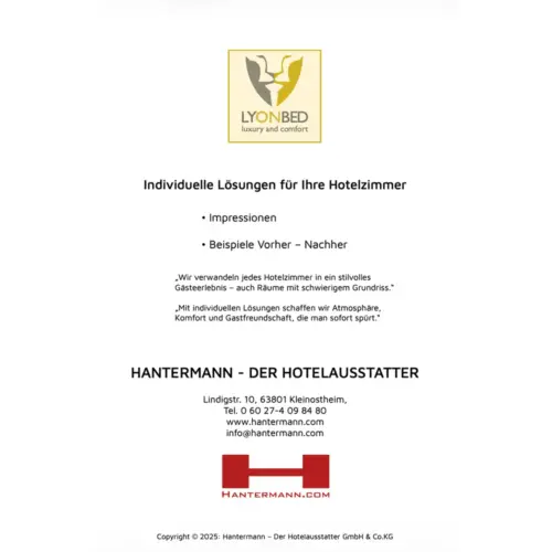 LYONBED Informationsseite von Hanterman über individuelle Lösungen und Vorher-Nachher-Beispiele für Hotelzimmer