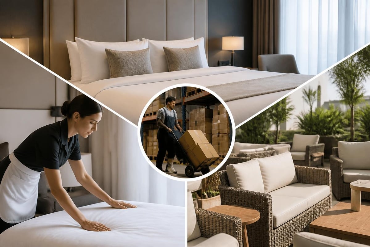 Hotelbetrieb für Investitionsentscheidungshilfe 2026: Zimmer, Service, Terrasse und Logistik.