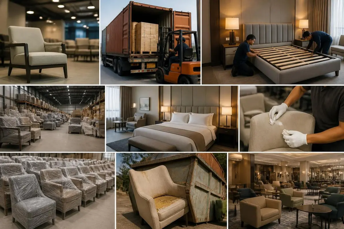 Möbelbestellung für Hotels: Auswahl, Logistik, Montage, Lagerung, Qualitätskontrolle und Entsorgung im Möbellebenszyklus